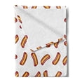 thumbnail image 2 of Hot Dog Soft Flannel Fleece Throw Blanket, Simple Hot Dog Food Pictogram Buns and Sausages, Cozy Plush for Indoor and Outdoor Use, 50" x 60", Orange Burgundy, by Ambesonne, 2 of 5