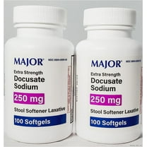Major Docusate Sodium 250mg Laxative Softgels for Constipation, 2 Count