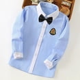 thumbnail image 4 of Babcutegg School Uniform for Boys Long Sleeve Soild Color with Bow Tie and Badge Campus Style with Button Boys School Wear Black Size 5-6, 4 of 8