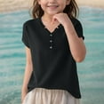 thumbnail image 2 of Loopsun Boys Girls Summer Tshirts, Boys and Girls Solid V Neck Short Sleeve Knit Tops Black 10-11 Years, 2 of 5