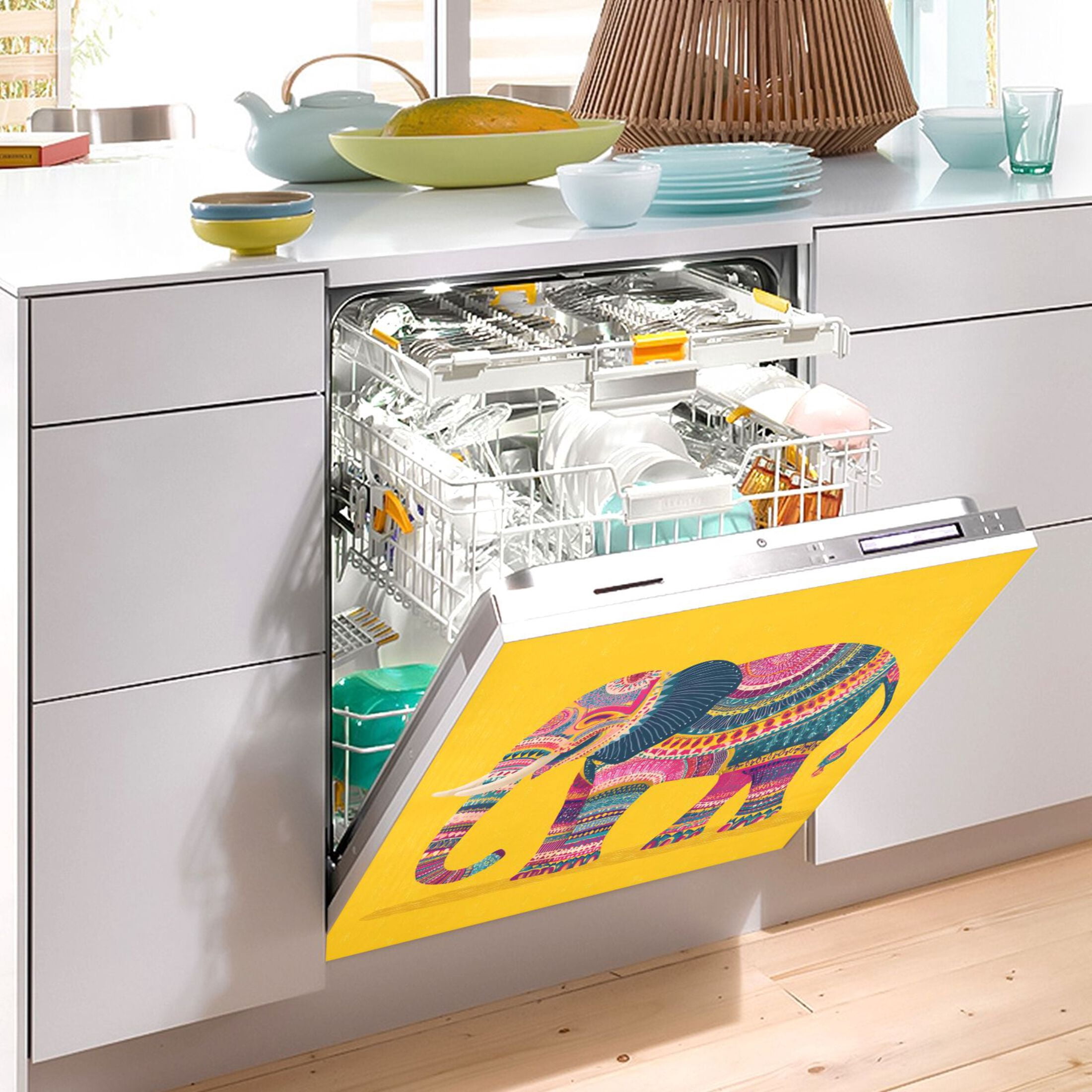 Dishwasher Sticker Magnetic Dishwasher Sticker Magnetic Decorative Sticker Refrigerator Sticker Dishwasher Decorative Stickers Pink Elephant
