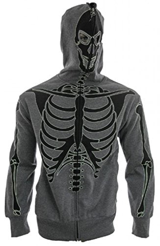 Full-Zip Up Glow in the Dark Skeleton Sweatshirt Hoodie - Walmart.com