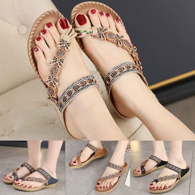 TrendOFT Sandales Pour Femmes Comfortable Slide For Everyday Casual Wear Beach Walking Lightweight Breathable Toe Post Flip Flops Summer Womens Flat Sandals Black 38