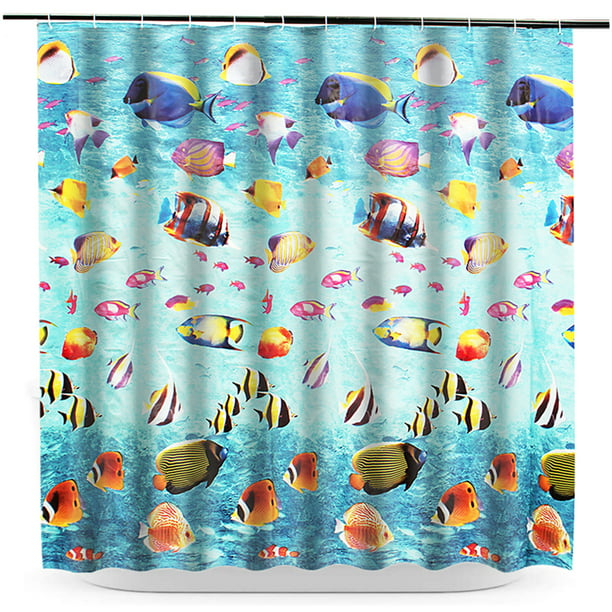 Ocean Underwater World Shower Curtain, Shower Curtain Tropical Fish