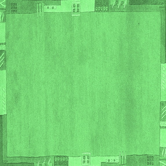 Ahgly Company Indoor Square Abstract Emerald Green Modern Area Rugs, 4' Square