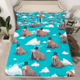 thumbnail image 2 of Feelyou Cute Cartoon Walrus Queen Sheet Sets, Kawaii Ocean Animal Sealife Flat Sheet, Dreamy Cloud Galaxy Queen Fitted Sheet, Microfiber Bedroom Decor, 4-Piece, 2 of 7