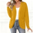 thumbnail image 3 of Womens Knitted Cardigan Front Open Solid Color Sweater Jackets Lightweight Comfy Casual Outwear With Pockets (XL, Yellow), 3 of 6