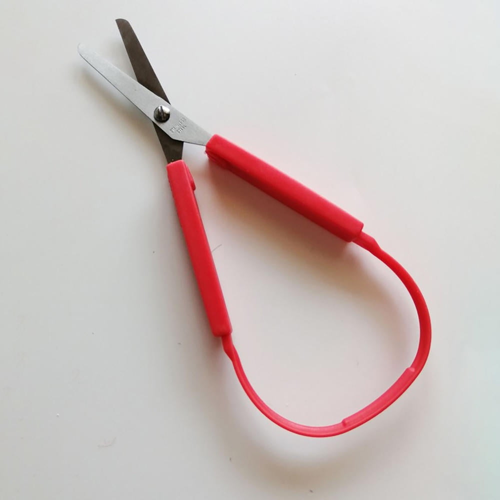 Yuanou Mini Stainless Steel Loop Scissors Adaptive Design Colorful Grip  Scissor DIY Art Craft Cutting Tool Blue