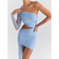 thumbnail image 1 of Mozision Hollow Out Backless Sexy Mini Dress For Women Robe Two Layer Mesh Inclined Shoulder Irregular Club Party Dress VestidoS Gao Jinjia LED, 1 of 1