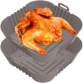 thumbnail image 3 of 2 Pcs Pot en Silicone pour Friteuse à Air Chaud avec Poignée, Doublure Réutilisable pour Friteuse à Air, Panier en Silicone Résistant à la Chaleur pour Friteuse à Air, Moule à Pâtisserie Carré, Accessoires pour Friteuse à Air, Doublures pour Four à Friteuse à Air, Micro-Ondes, 3 of 8