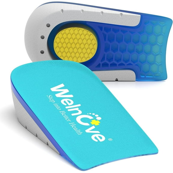 Welnove Shoe Inserts Gel Heel Cushion Cup for Achilles Tendonitis, Plantar Fasciitis, Heel Pain, Heel Spur, 1" Heel Lift Support for Women 7-10 & Men 5-7(1 Pair)