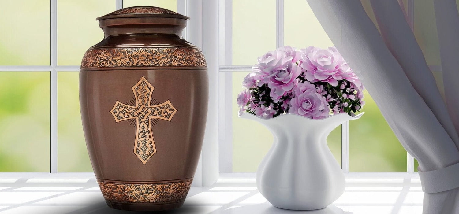Bronze Cross Urns for Cremation Ashes Large Urn XL or Small Keepsake Urns for Human Ashes & Urns for Human Ashes for Home or Burial Small Urns for Human Ashes