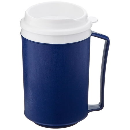 Sammons Preston Insulated Mug with Tumbler Lid, Durable Container for Hot and Cold Liquid Beverages, Tea, Smoothies, 12 oz Blue Travel Coffee Cup with Lid for Elderly, Disabled, Handicapped, Weak (Best Smoothie Travel Container)