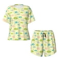 thumbnail image 3 of Lafuoo Armadillo Floral Pattern Women's Round Neck Short Sleeve Pajamas Set, Button Pajamas Elastic Band Pajamas Home Wear-Small, 3 of 9