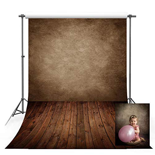 MEHOFOTO 5x7ft Photography Backdrop Concrete Dark Brown Wall Wood Floor Backdrop for Children Studio Props Photo Backgrounds