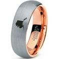 thumbnail image 1 of Tungsten Alaska The Last Frontier State Band Ring 7mm Men Women Comfort Fit 18k Rose Gold Dome Brushed Gray Polished, 1 of 4