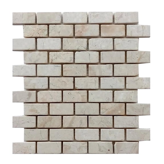 CNK Tile Cream Marble Mini Stone Subway Tile 12" x 12" for Kitchen Backsplash