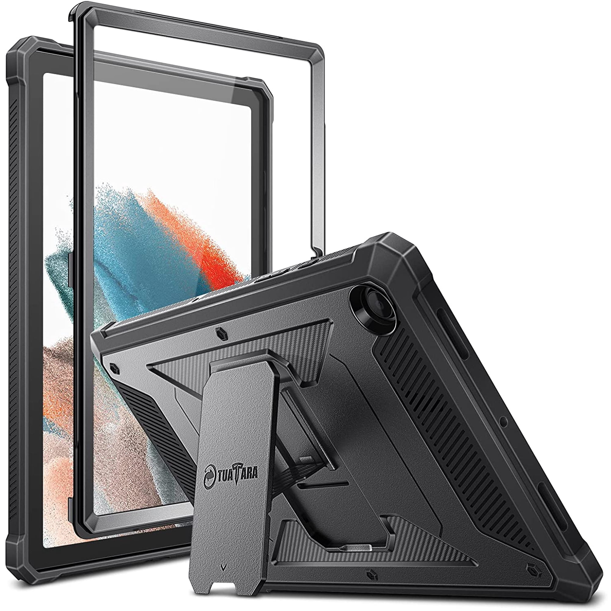 Fintie Case for Samsung Galaxy Tab A8 10.5 Inch 2022 (SM-X200/X205/X207), Shockproof Tuatara Rugged Drop Protection Kickstand Built-in Screen Protector, Black