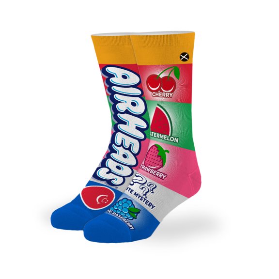 ODD SOX – Airheads Flavors Crew Socks for Big Kids 7–10 Years – Fun Candy Gift, Colorful Everyday
