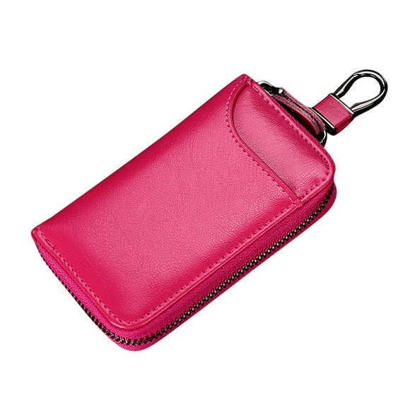 Clearance! High Capacity Leather Key Pouch Large Capacity Zipper Car Key Case