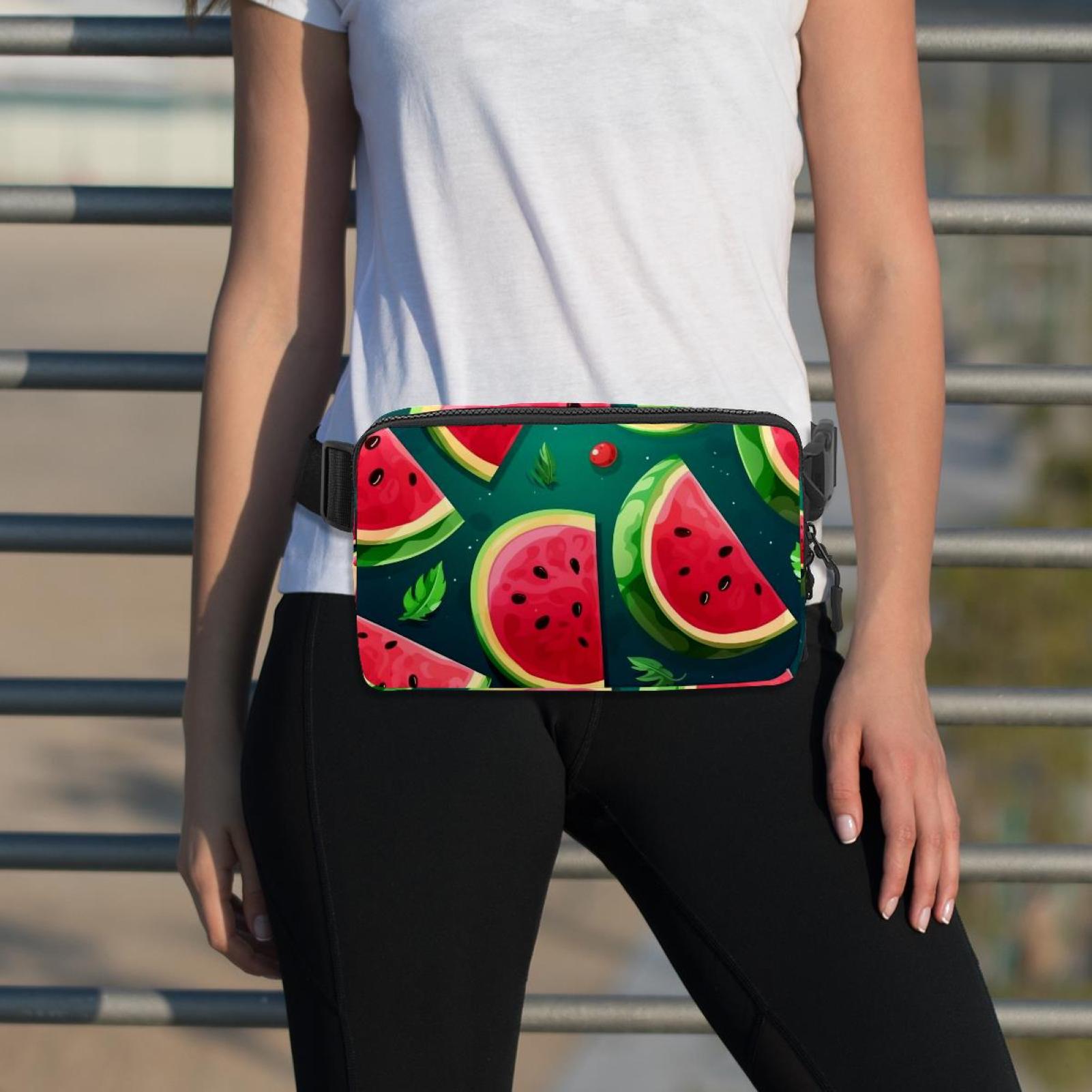 Watermelon Lightweight Adjustable Waist Bag with Extension Strap - Unisex Fanny Pack