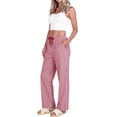 thumbnail image 4 of Sundazz Womens Gingham Pants Cotton Wide Leg Lounge Pants Cute Pajama Pants Comfy Casual Pants,Red,M, 4 of 8