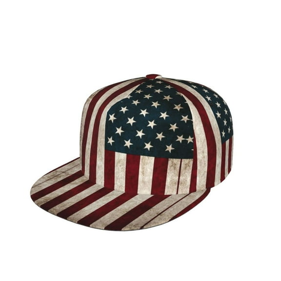 America Flag Flat Brim Trucker Cap Adjustable Snapback Hat For Men Women