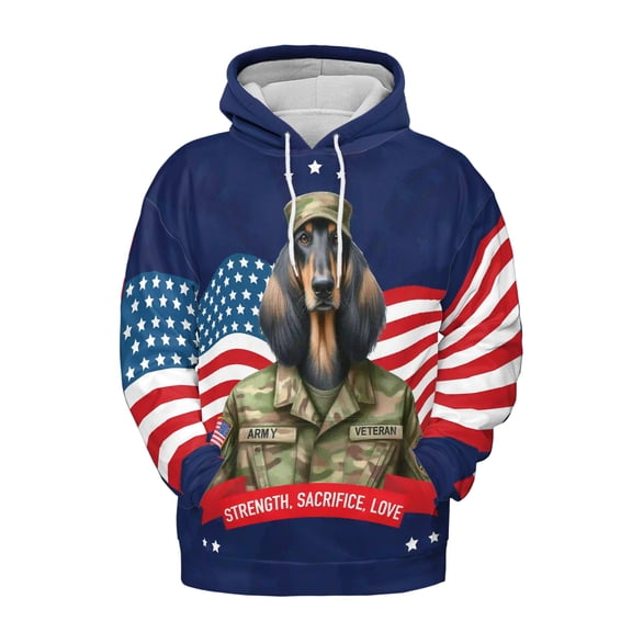 Happy Father's Day Honoring Veterans Afghan Hound in Army Uniform All Over Print 3D Hoodie Unisex Merch Hoodies Dog Lover - 13007