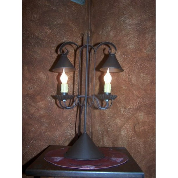 Reion Primitive Lamp Double With Hanging Shades Rustic Brown Com Reion Primitive Lamp Double, Primitive Lamp Shades
