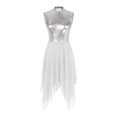 thumbnail image 3 of Nyeemya Womens Praise Contemporary Dance Dress Metallic Sleeveless Liturgical Dance Dress Tunic White XXL, 3 of 7