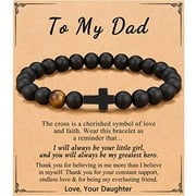AUTRUCKER Cross Bracelet With Card for Men Gifts, Natural Stone Bracelet Fathers Day Birthday Inspirational Gift