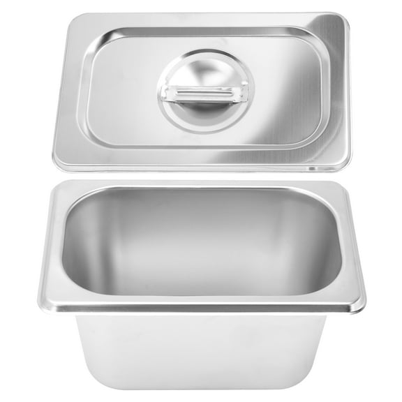 1 Set Stainless Steel Basin Practical Vegetable Serving Case with Lid Silver