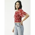 thumbnail image 3 of Moomaya Printed Flotter Sleeves Top For Women, Short Sleeve Smocked Crop Top, 3 of 8