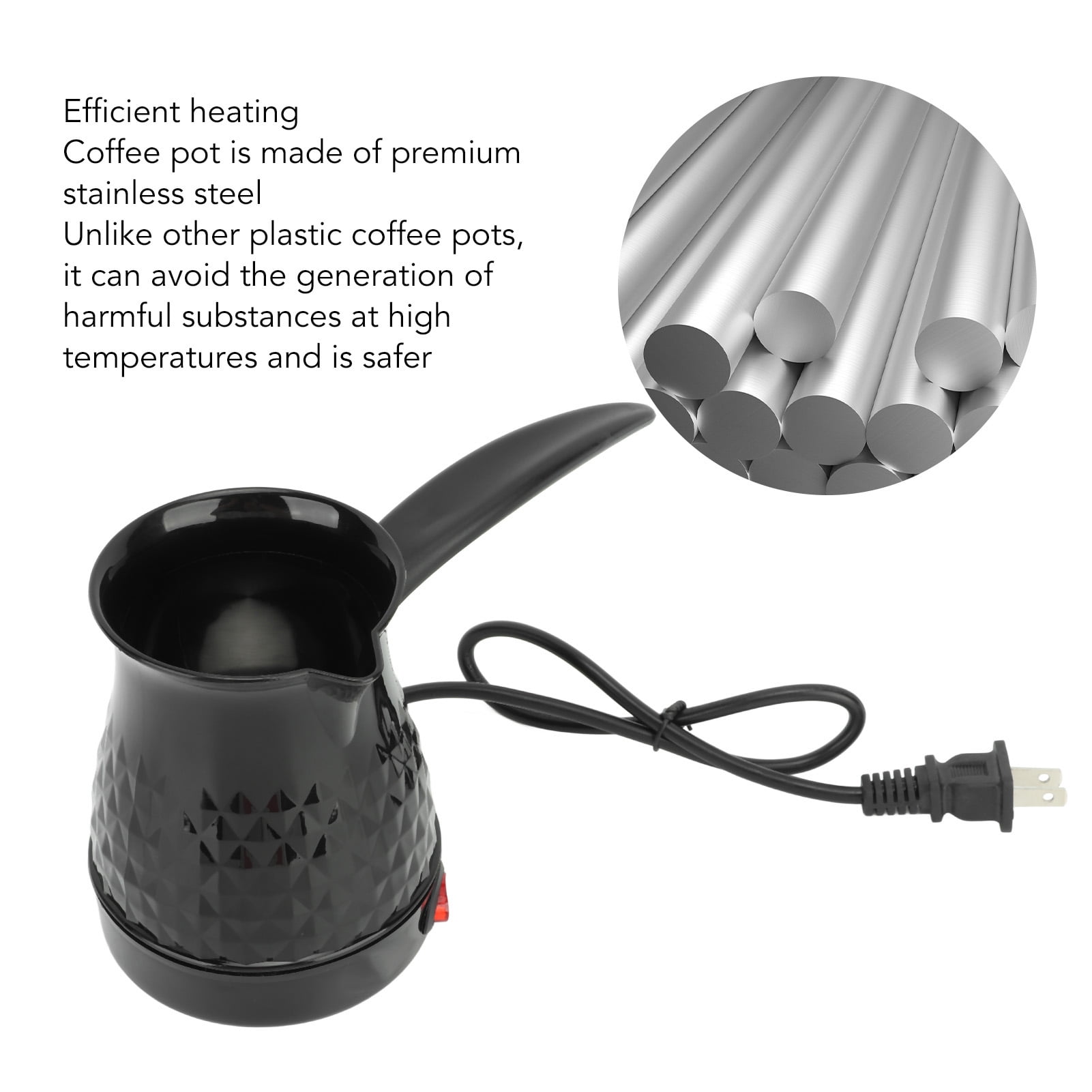 Fyydes Stainless Steel 10 Cup Electric Coffee Maker Brew Pot 600ml for Kitchen Appliance Home Black