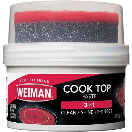 Weiman Cooktop Cleaner Paste, Easily Remove Burned-On Food, Grease and Watermarks, Leaving Your Glass Cook Top Sparkling