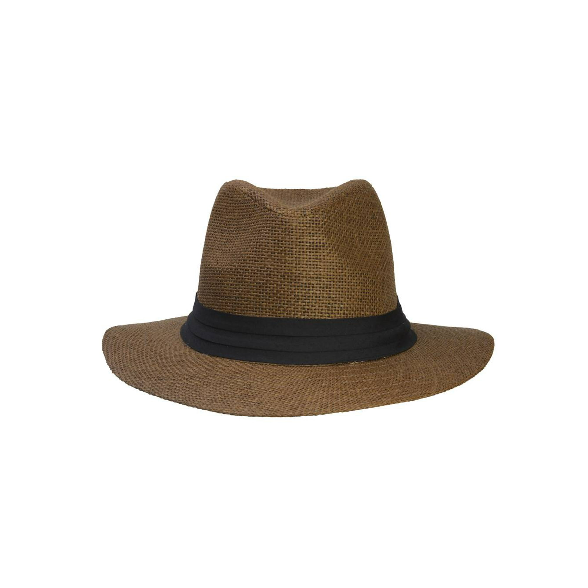 Fashion Style Banded Wide Brim Fedora Hat, Brown S/M