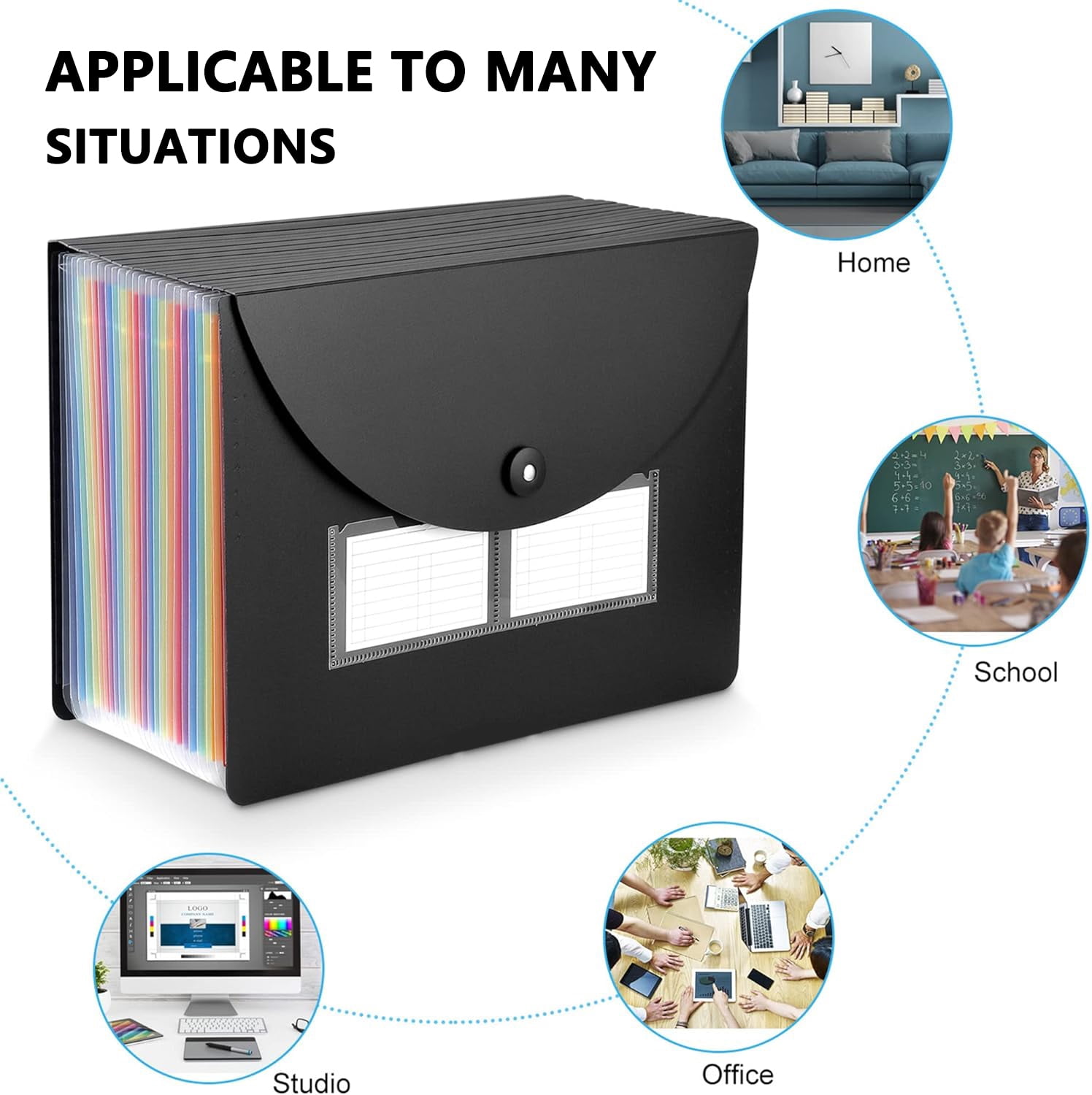 PHANCIR 24 Pocket Accordion File Organizer Thicker & Sturdy, Freestanding File Paper Folder with Labels for Classroom, Home, Office and Travel,2 Pack