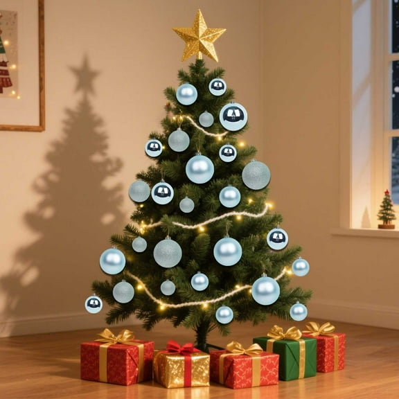 PONPRNGY 12PCS Christmas Tree Bauble Hanging Home Party Ornament Decor 6CM