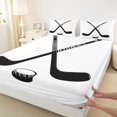 thumbnail image 3 of Manfei Boys Ball Game Twin Sheet Sets,Ice Hockey Rink Twin Fitted Sheet,White Black Flat Sheet For Kids Boy,Microfiber Bedroom Decor,3 Pieces, 3 of 7