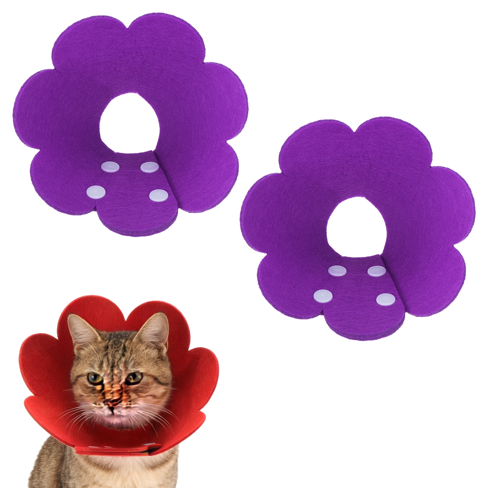 Uxcell Felt Cat Recovery Collar Cute Flower Cat Recovery Collar Adjustable Recovery Cones (2Pcs XS 5.1-6.3inch Purple) for Small Dogs Kittens Cats