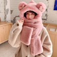 thumbnail image 4 of Gorro de oso bufanda integrada para mujer otoño e invierno lindo invierno felpa orejas con capucha cálida con capucha para todo fósforo, 4 of 5