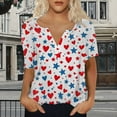 thumbnail image 5 of AKEGAMN Red V Neck Short Sleeve Casual Top - Stylish Print Design, S-3XL, 5 of 7