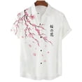 thumbnail image 3 of Camisa hawaiana con estampado 3D de flores de cerezo y ciruelo para hombre, blusas hawaianas de verano para mujer, blusas con solapa y mangas cortas, 3 of 4
