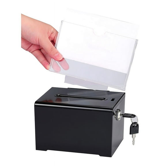 Donation Box with Lock - Acrylic Suggestion Box with Slot, Ballot Lock Box with Si G14200