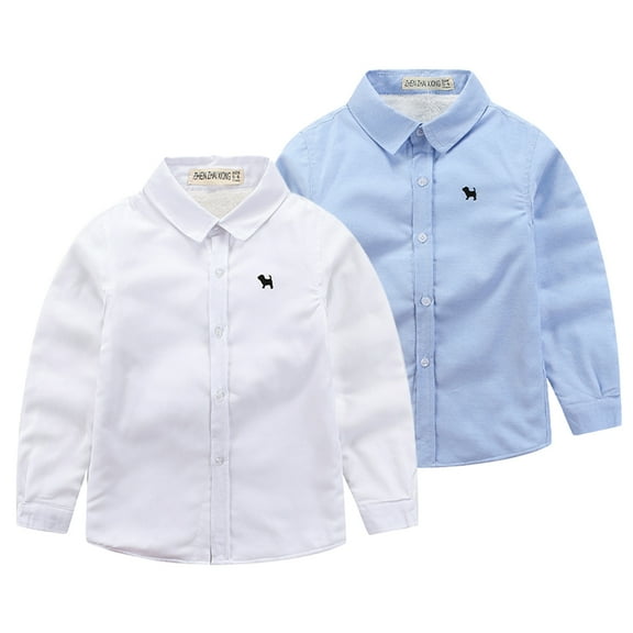 KYAIGUO Kids Boys Winter Button down Dress Shirt Toddler Long Sleeve Solid Shirt Warm Lined Fleece Tops