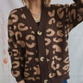 thumbnail image 6 of Fall Cardigans Women Loose Casual Leopard Print Long Sleeve V Neck Knit Sweater Outerwear Coats, 6 of 8
