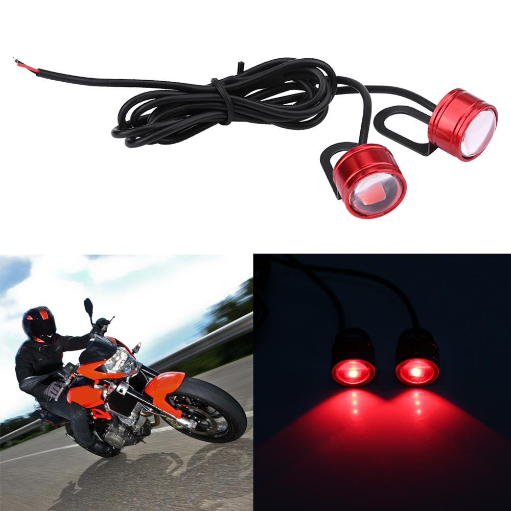 OTVIAP 2pcs Universal LED Motorcycle Handlebar Rear Mirror Light DRL