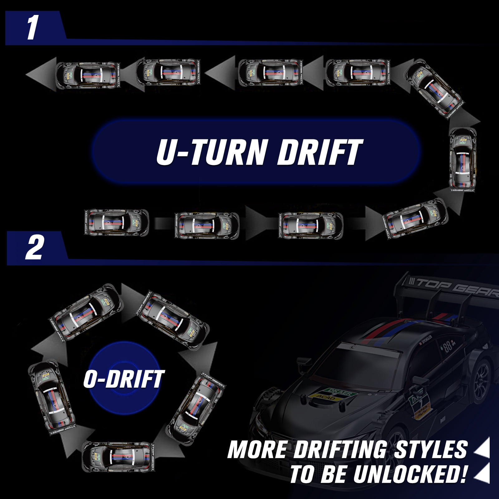 RC Drift Car, 1:16 High Speed Remote Control Racing Car with Headlight Drifting Tires and Racing Tires for Adults and Kids
