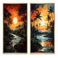 thumbnail image 2 of Designart "Palm Trees Tropical Painting VI" Palms & Palm Trees Framed Wall Art Set Of 2 - Red Floral Gallery Wall Frame Set For Home Decor, 2 of 6