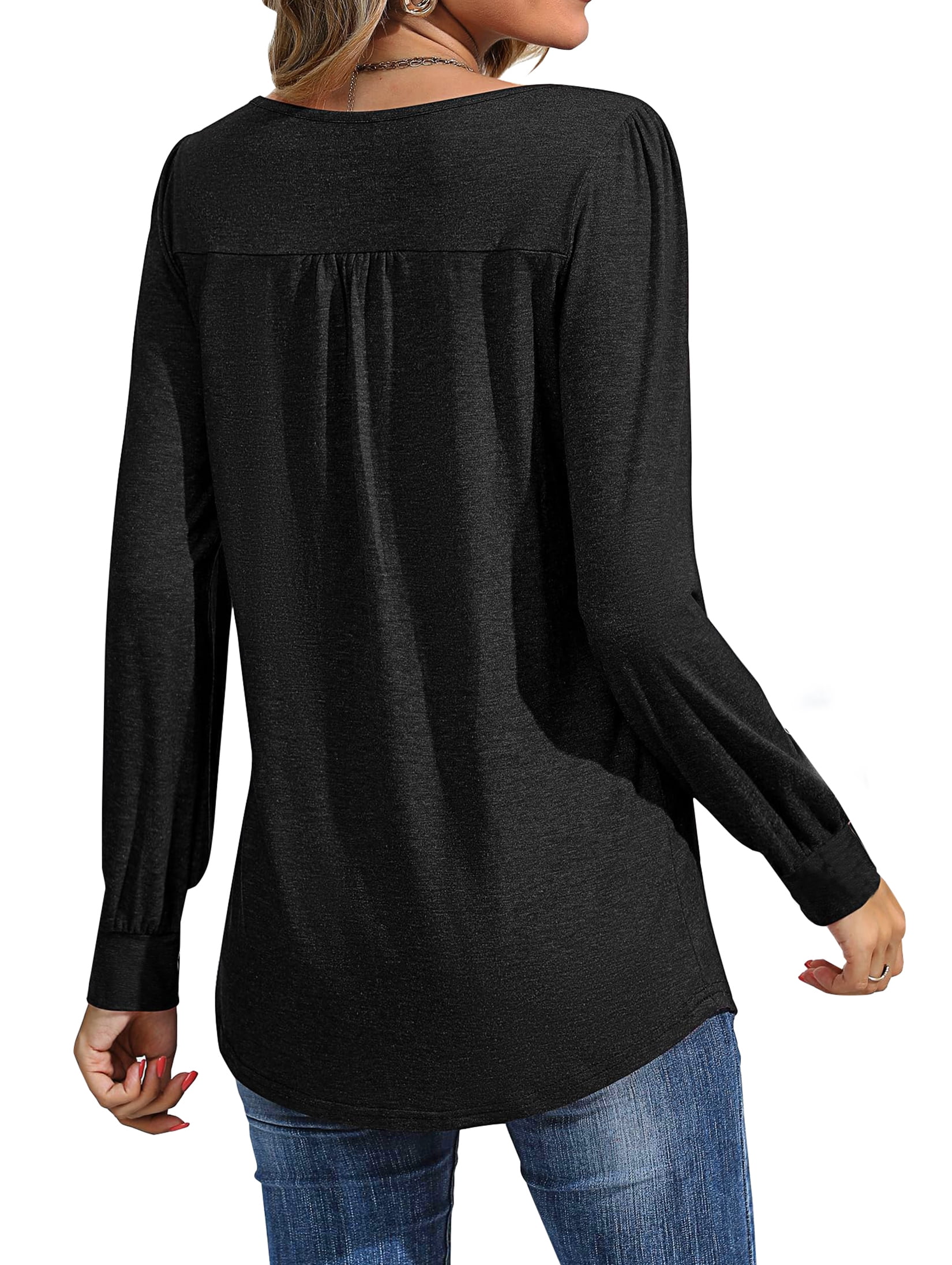 Fantaslook Pleated Blouses for Women Dressy Casual Long Sleeve Shirts Fall Tunic Tops